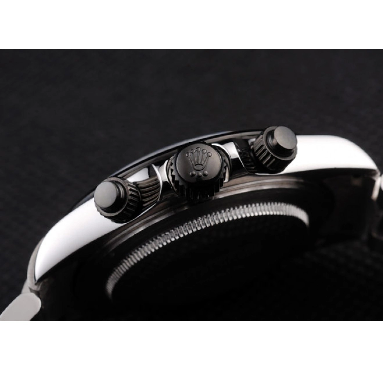 Aaa replica watch Stainless Black Dial Enameled Rolex Black Steel Daytona 0707